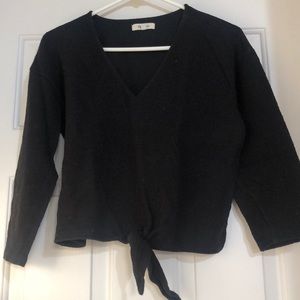 Madewell Tie Front Crop sweater